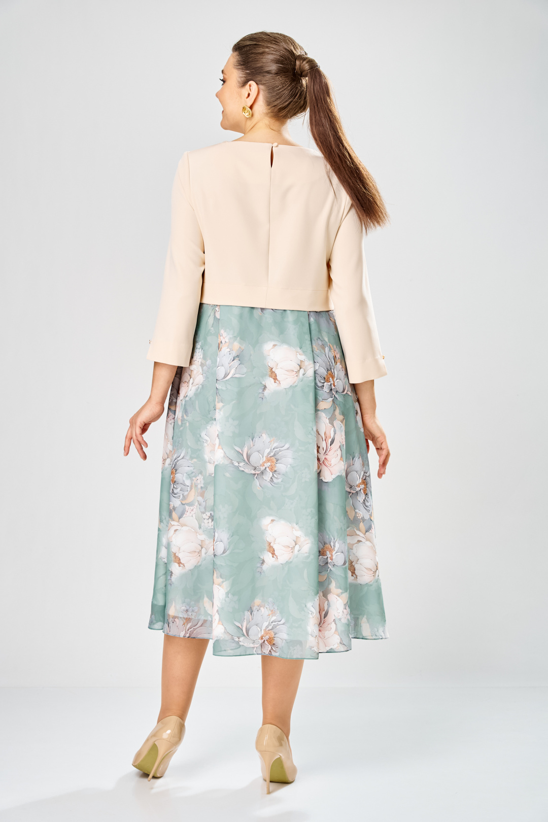 Платье BonnaImage 954-1/4 бежевый - фото 5