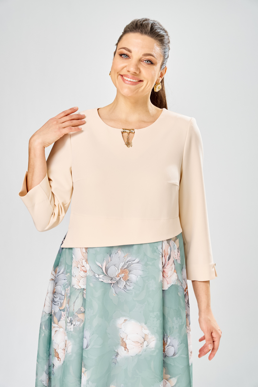 Платье BonnaImage 954-1/4 бежевый - фото 6