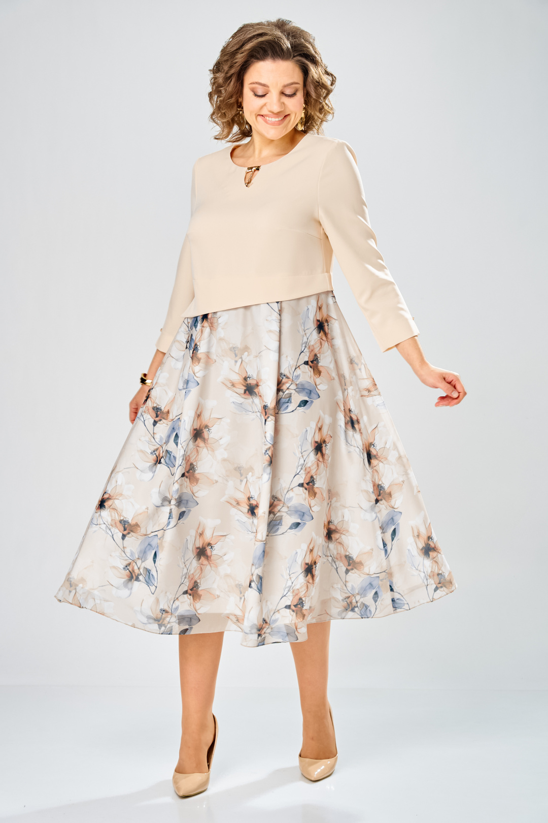 Платье BonnaImage 954-1/5 бежевый - фото 2