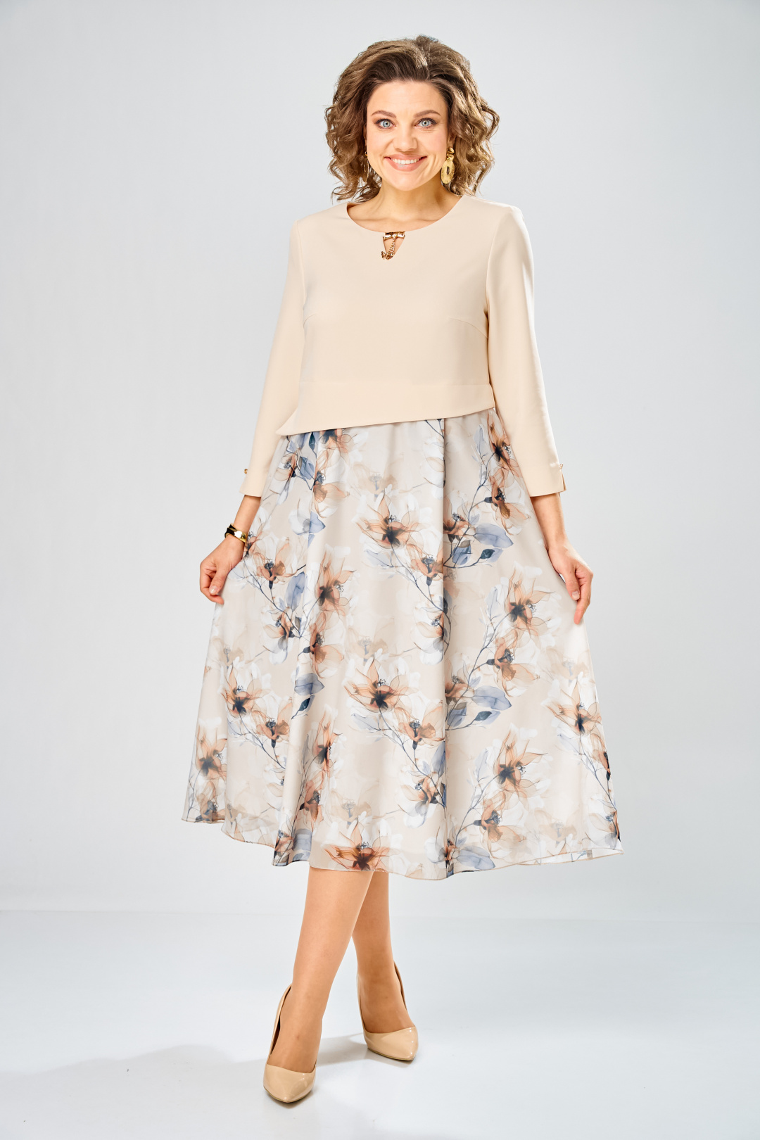 Платье BonnaImage 954-1/5 бежевый - фото 3