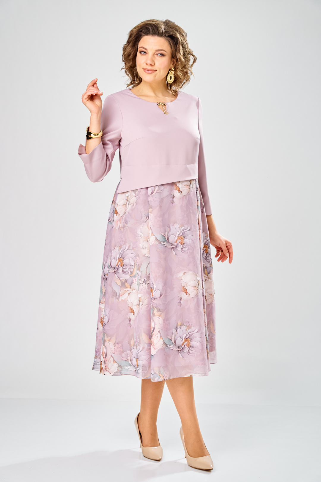 Платье BonnaImage 954-1/7 пудровый - фото 2