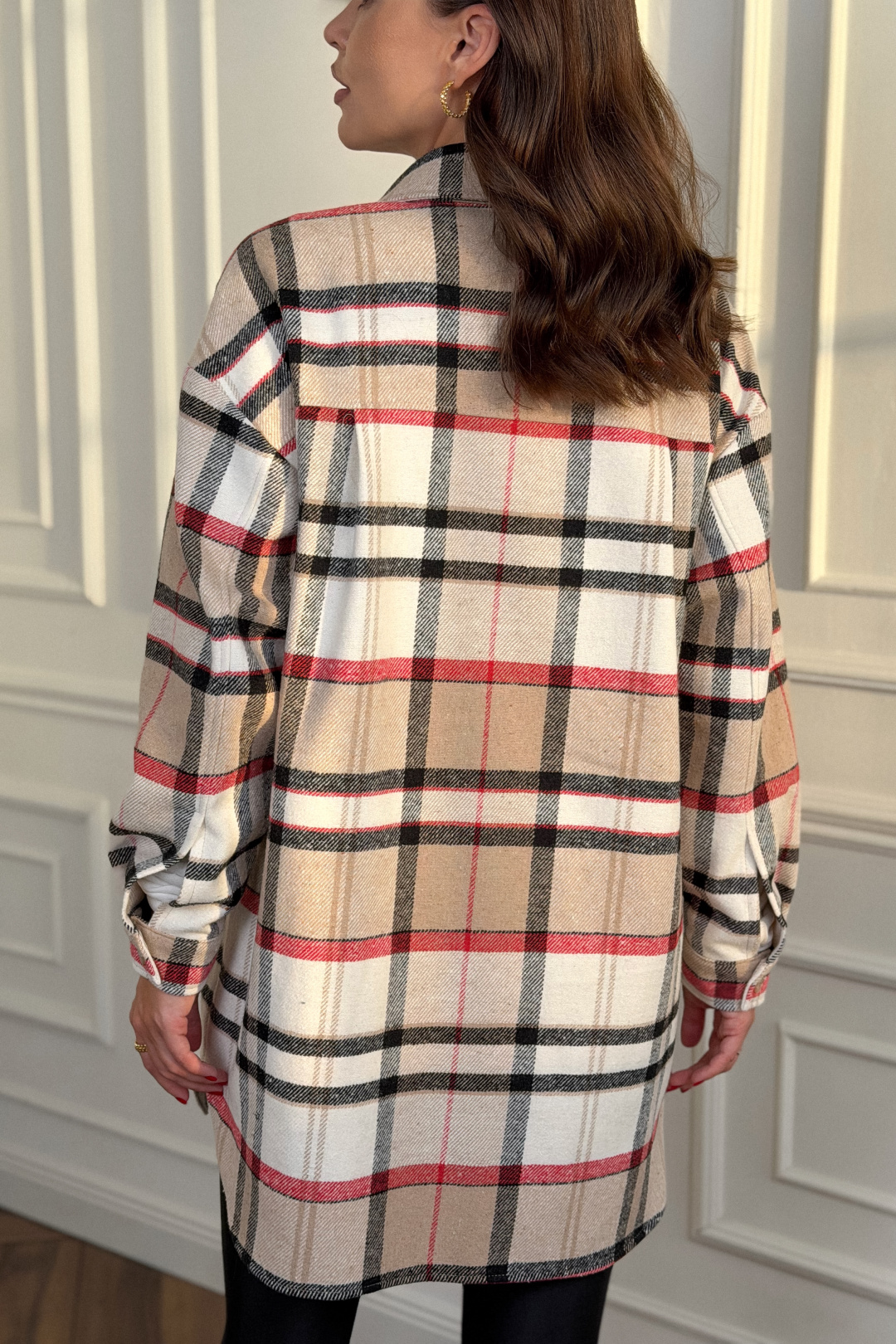 Рубашка DilanaVIP 2127 бежевая клетка - фото 2