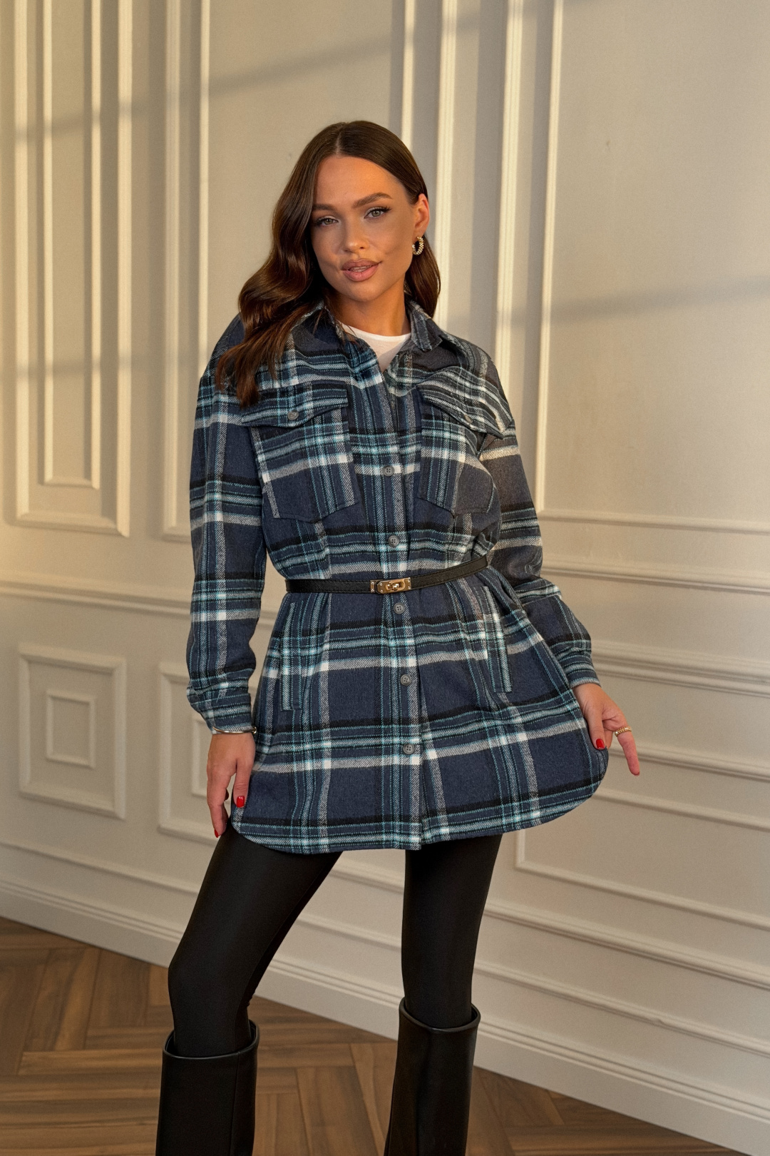 Рубашка DilanaVIP 2127 голубая клетка - фото 1