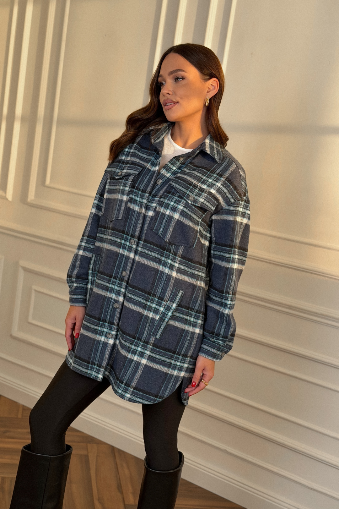 Рубашка DilanaVIP 2127 голубая клетка - фото 2