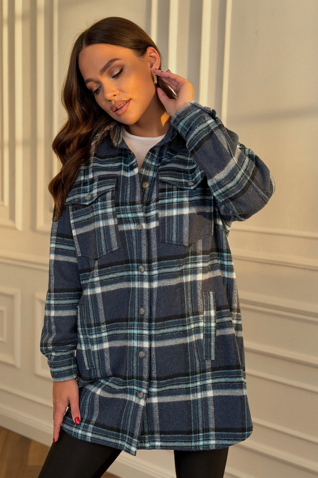 Рубашка DilanaVIP 2127 голубая клетка - фото 3