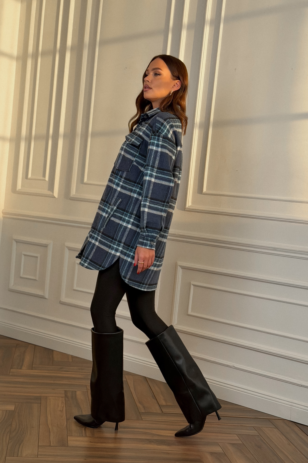 Рубашка DilanaVIP 2127 голубая клетка - фото 4