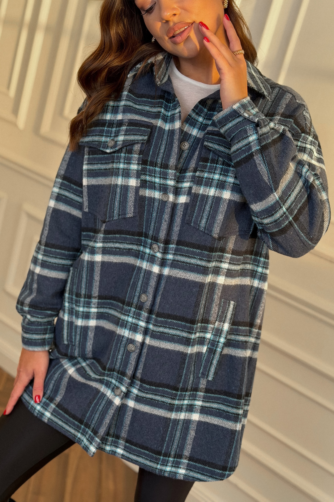 Рубашка DilanaVIP 2127 голубая клетка - фото 5