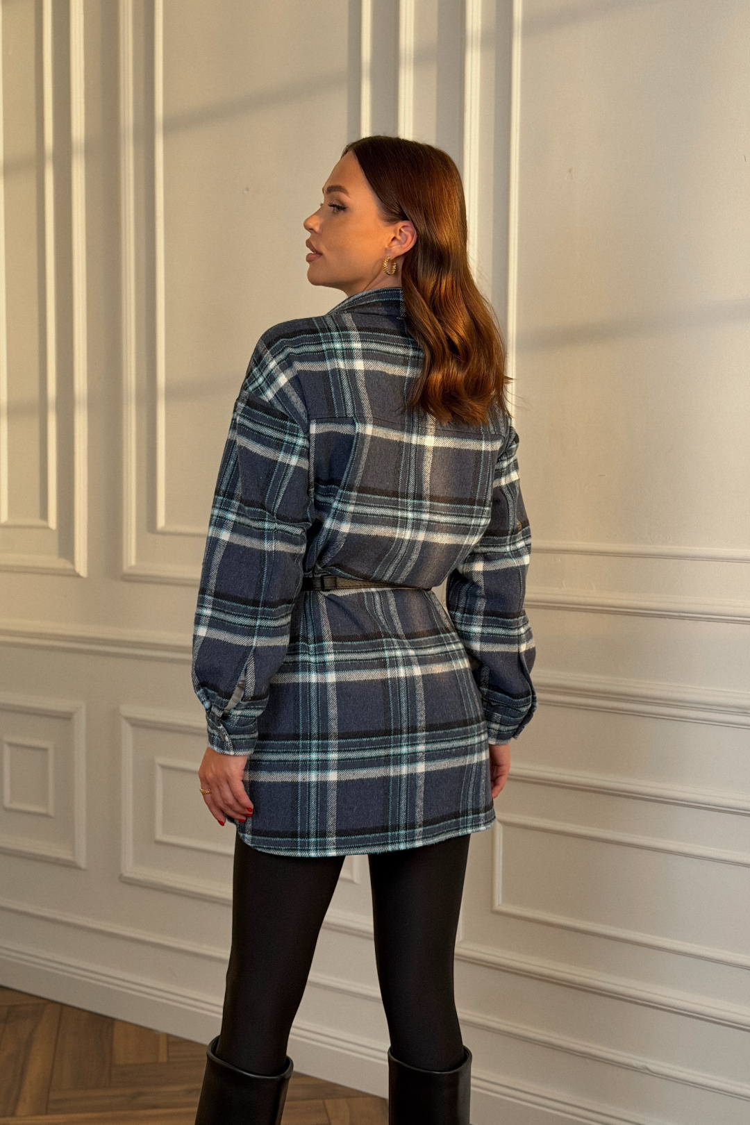 Рубашка DilanaVIP 2127 голубая клетка