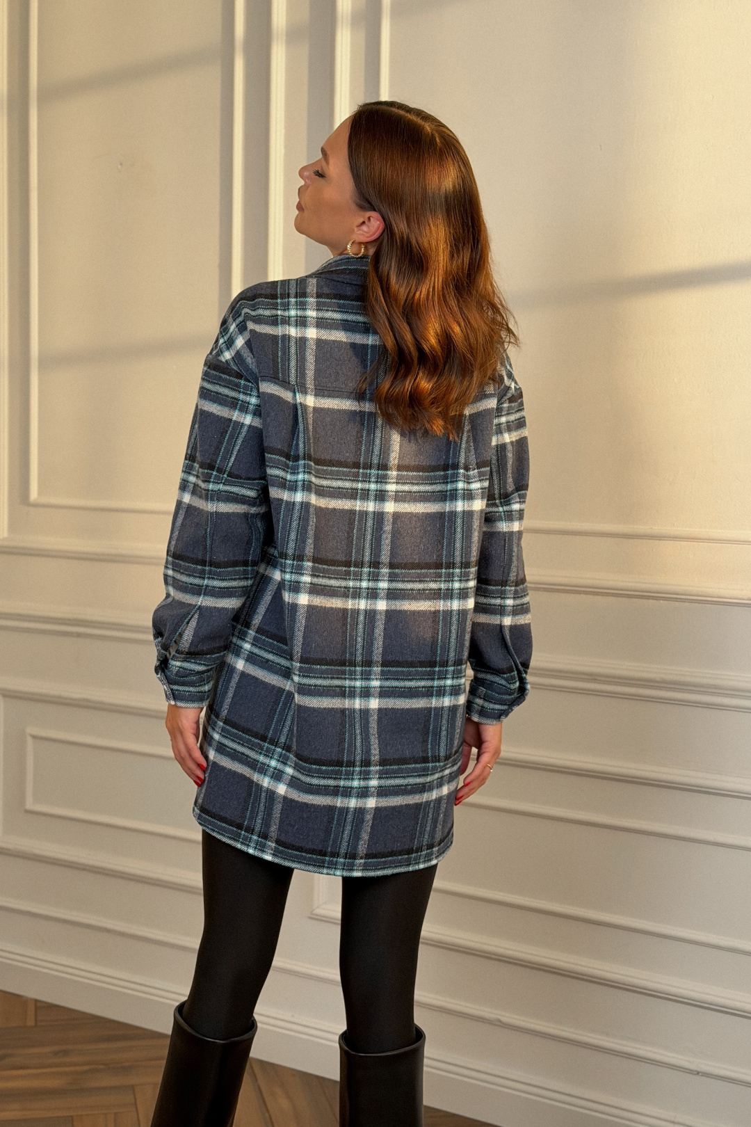 Рубашка DilanaVIP 2127 голубая клетка