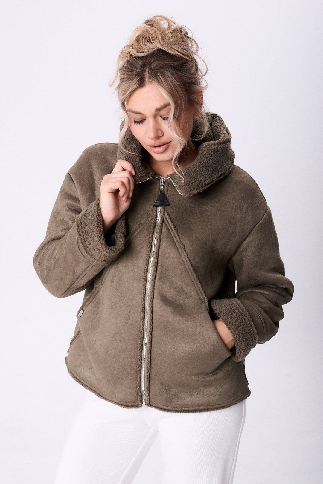 Дубленка Diomant 2121 олива - фото 5