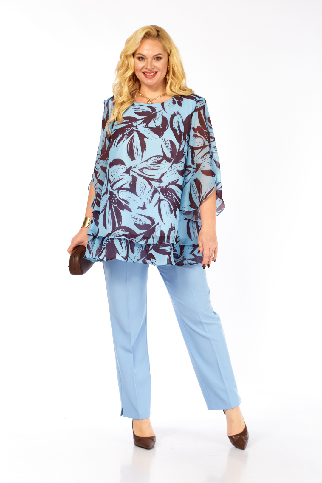 Костюм Элль-стиль 2213/12 голубой, кофе