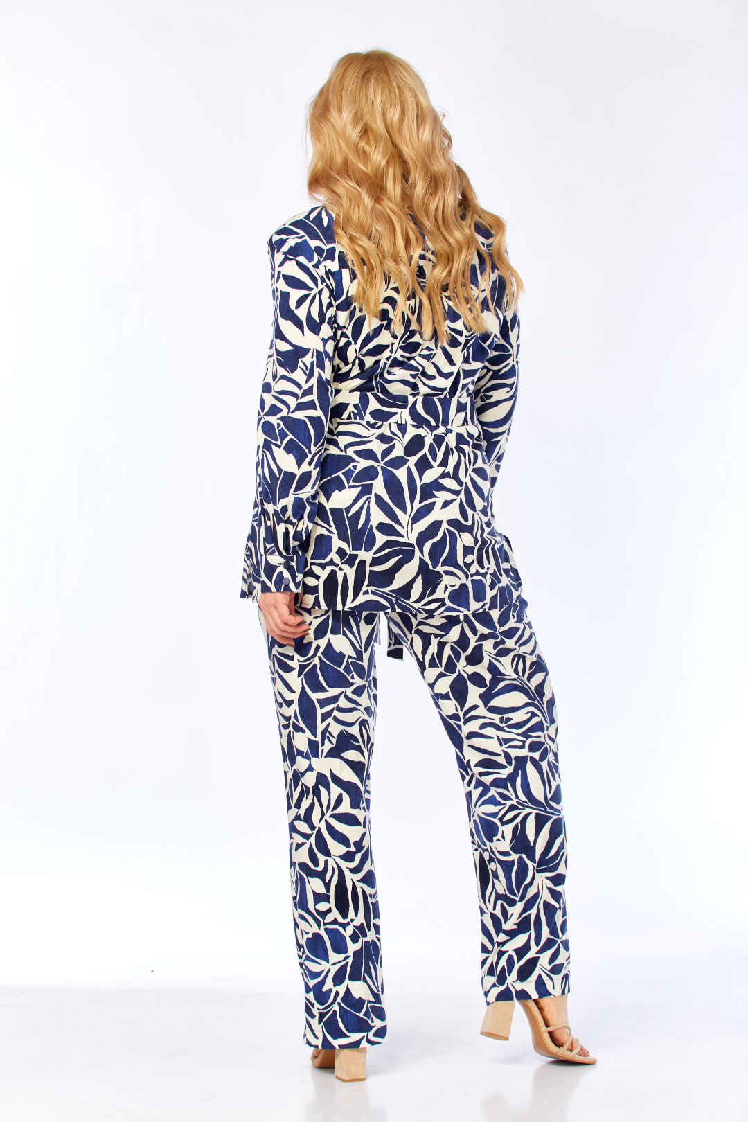 Костюм Элль-стиль 2299/1  синий+молочый принт