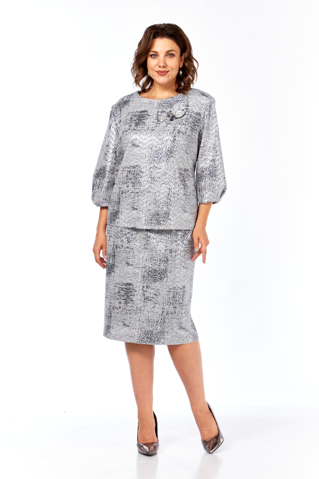 Костюм Элль-стиль 2400-1 серебро - фото 1