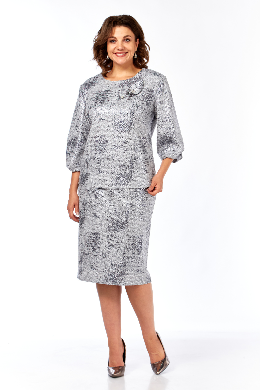 Костюм Элль-стиль 2400-1 серебро - фото 4