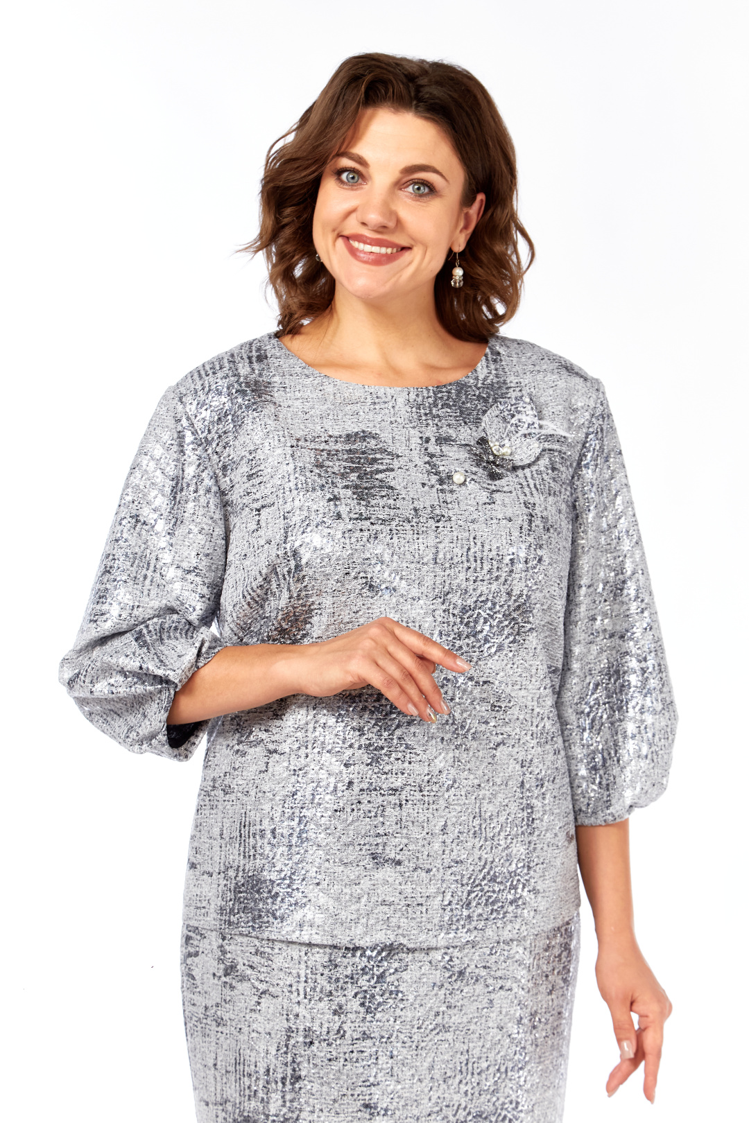 Костюм Элль-стиль 2400-1 серебро - фото 5