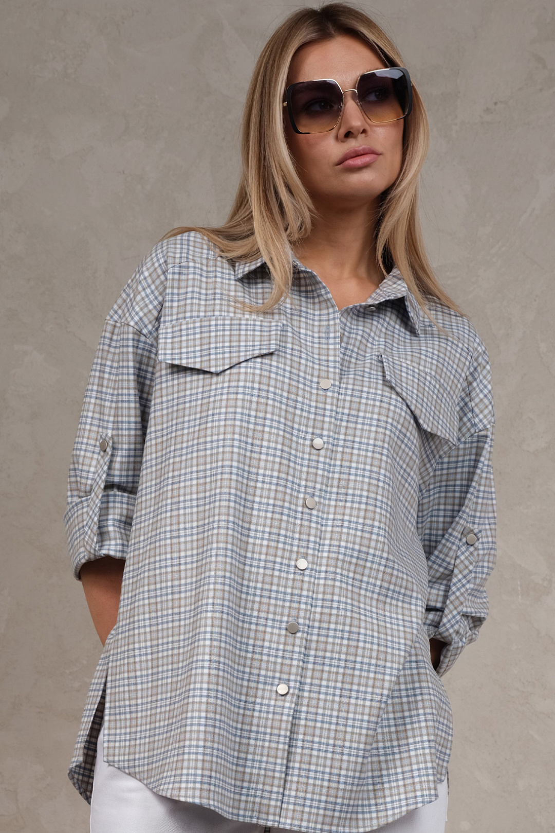 Рубашка Erika 1538 белый/голубой - фото 1