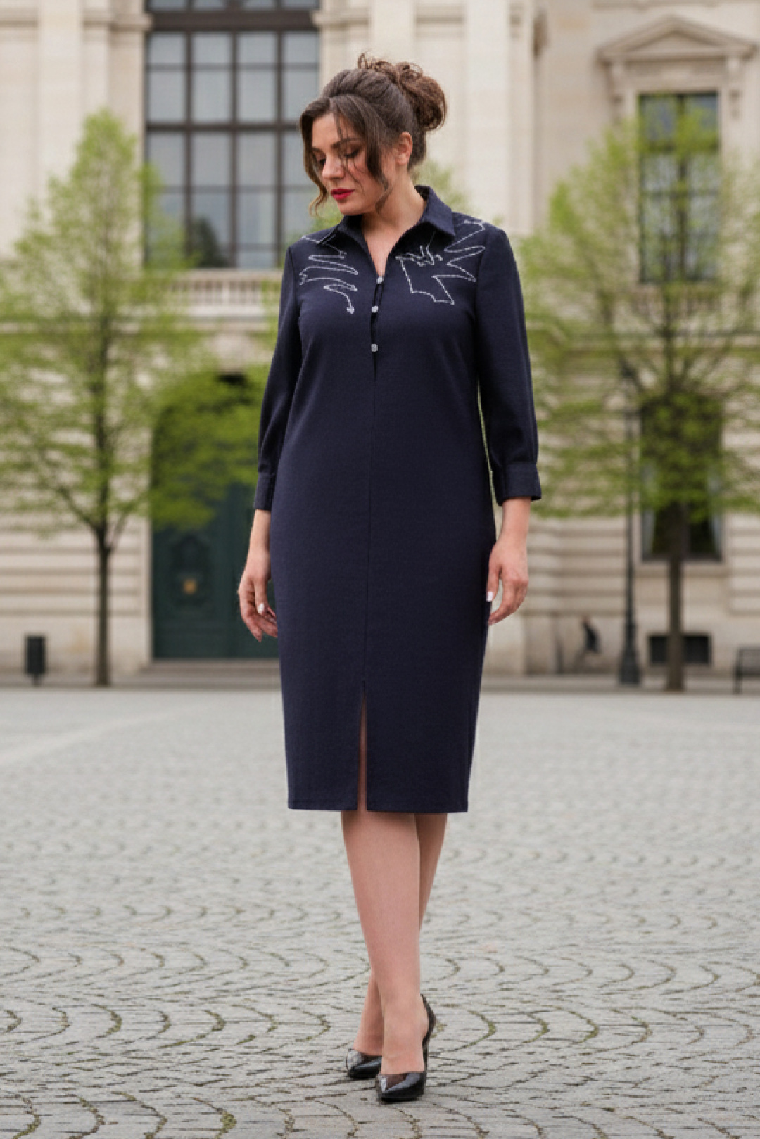 Платье Erika 1657 темно-синий - фото 2