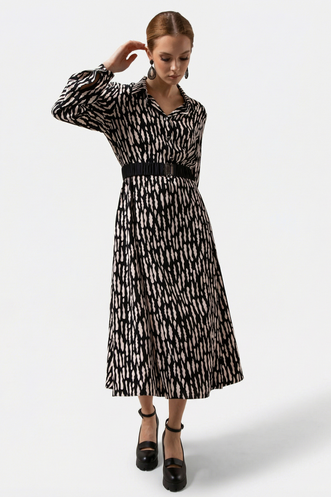 Платье Erika 7235 черный \ молочный - фото 1