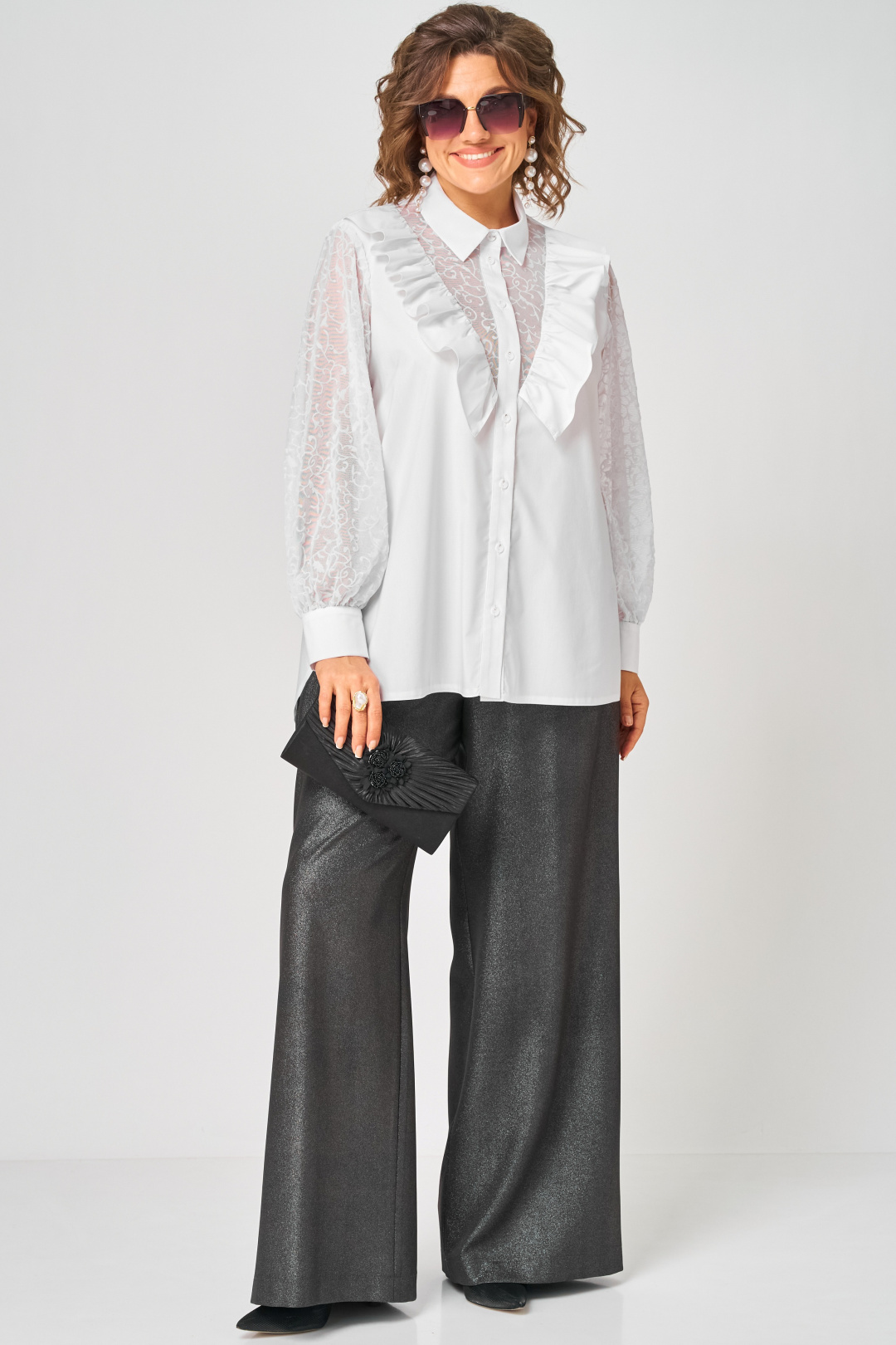 Блузка EVA GRANT 7174-1В белый - фото 2