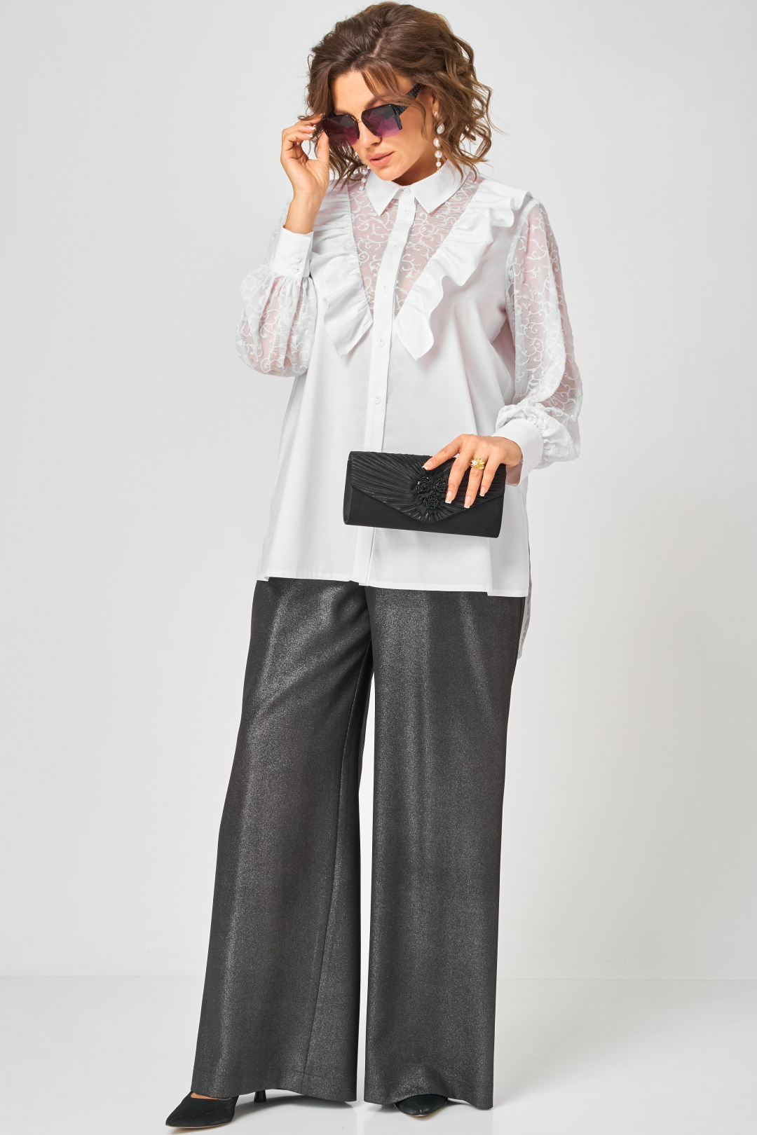 Блузка EVA GRANT 7174-1В белый - фото 3