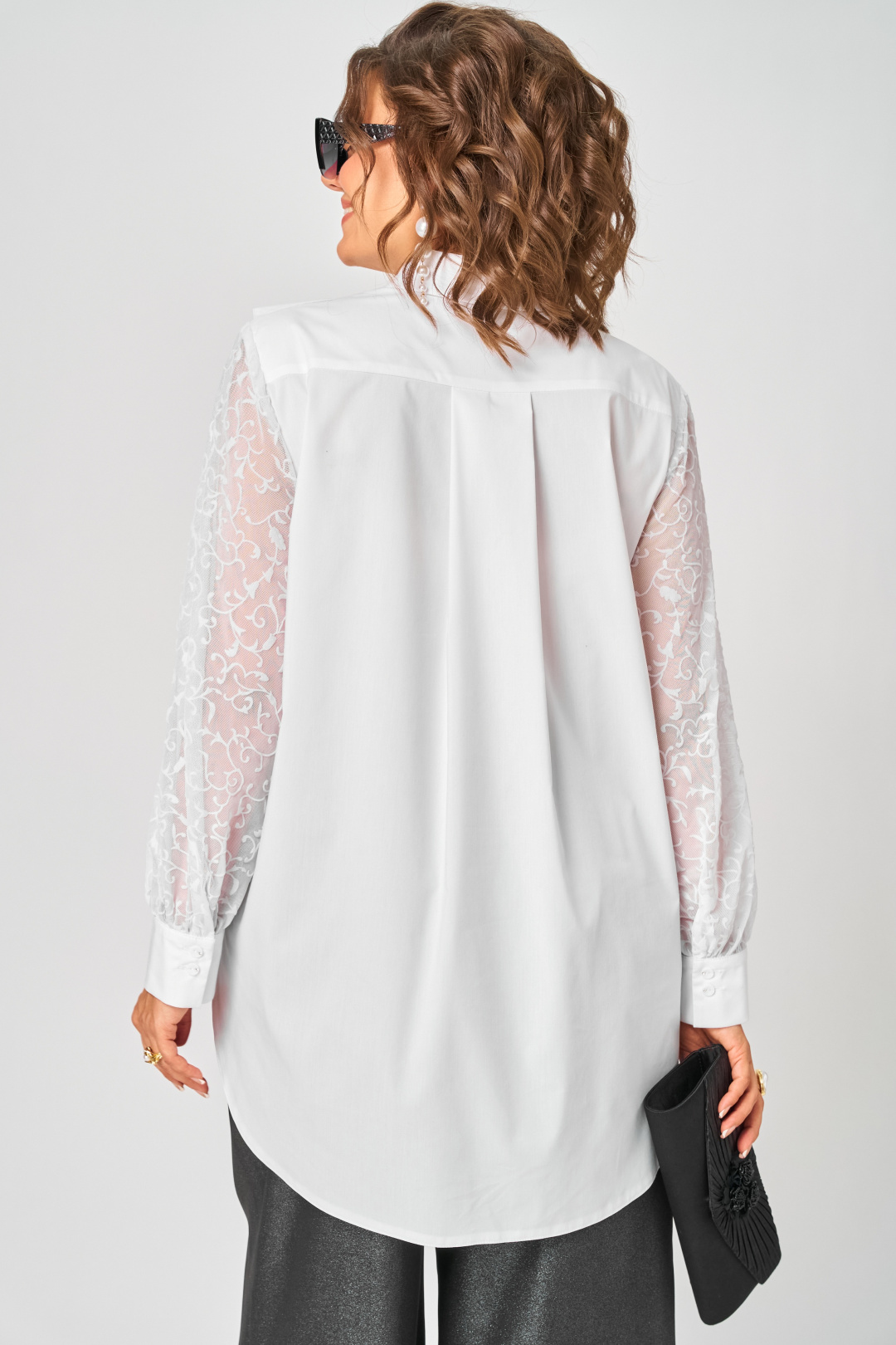 Блузка EVA GRANT 7174-1В белый - фото 4