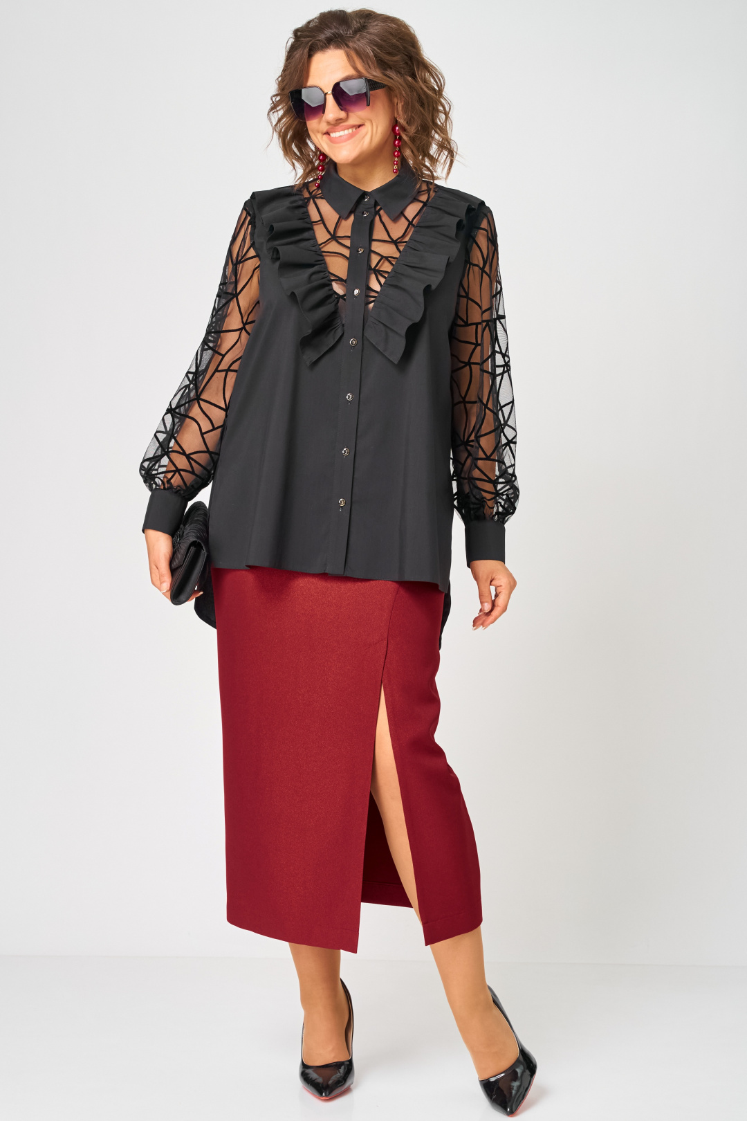 Блузка EVA GRANT 7174-1В черный - фото 3