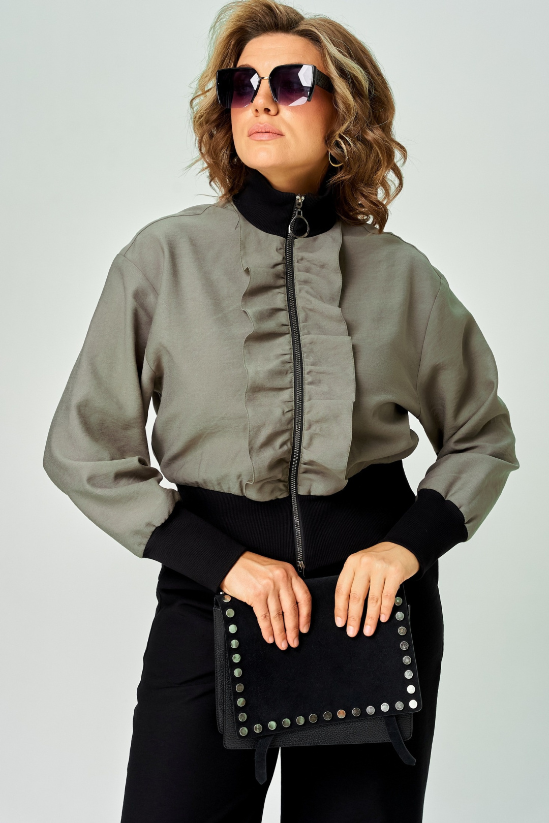 Блузка EVA GRANT 7214-1 изумрудная фисташка