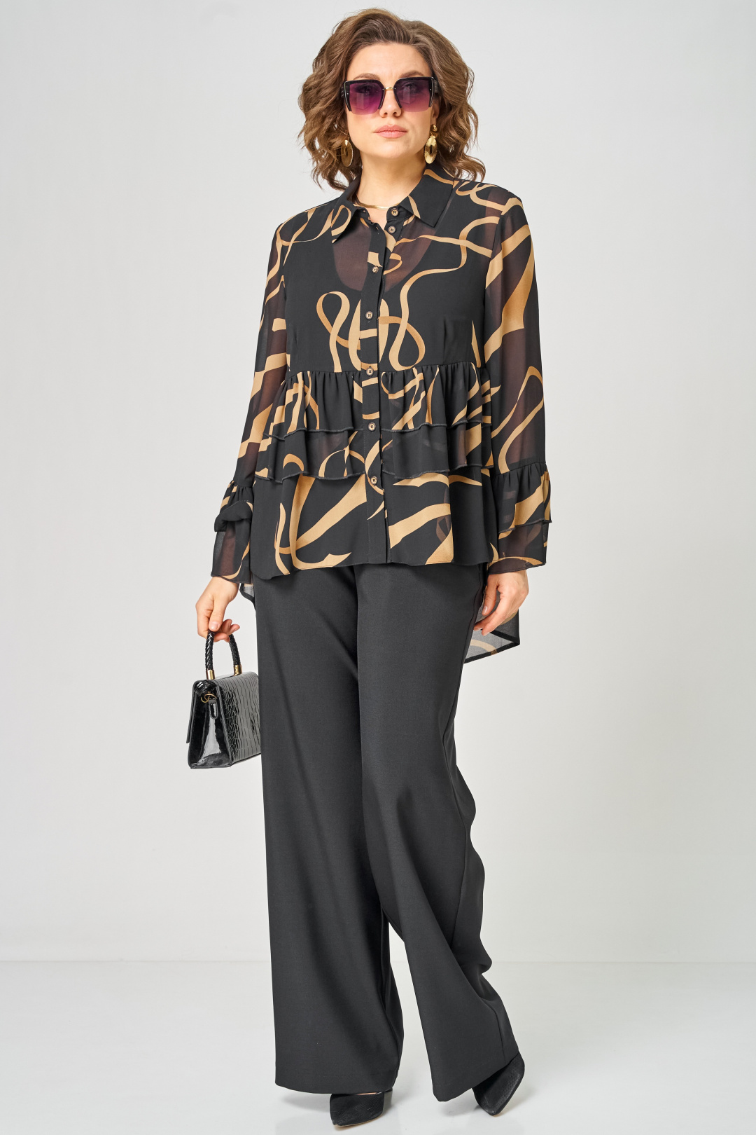 Блуза EVA GRANT 7221 принт ленты - фото 2