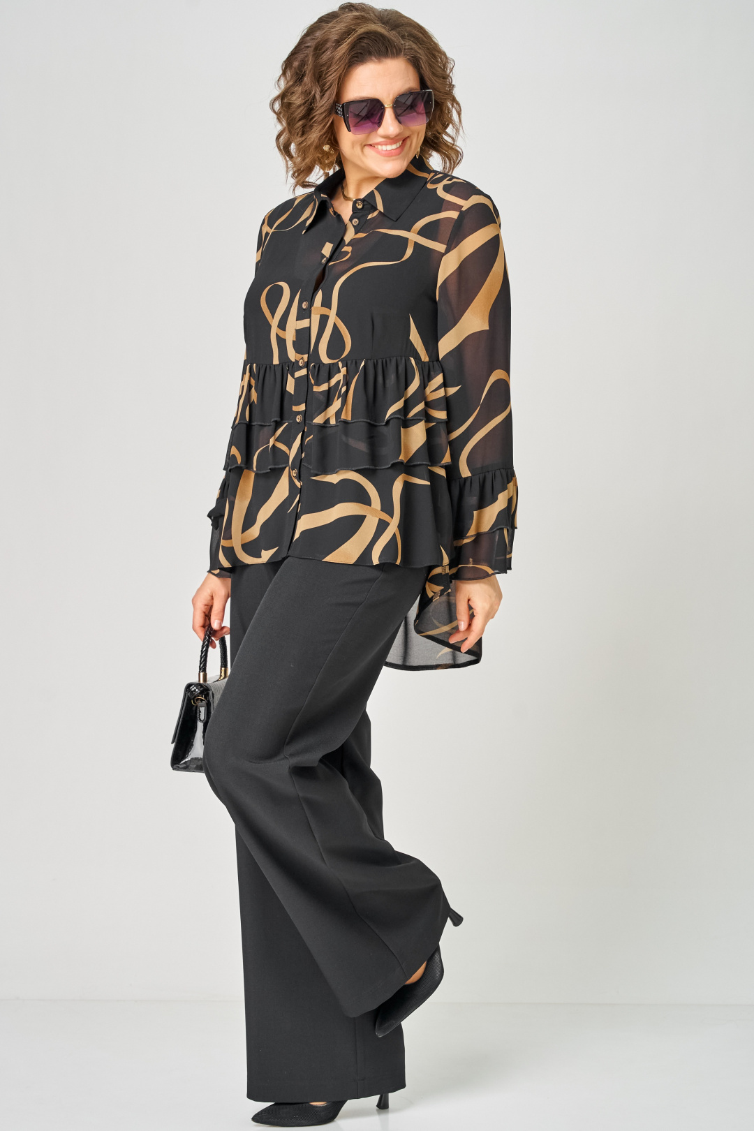 Блуза EVA GRANT 7221 принт ленты - фото 4