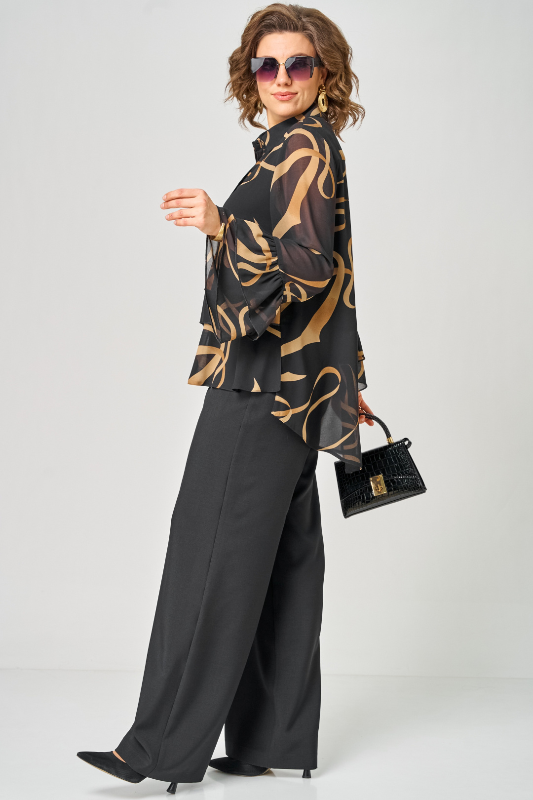 Блуза EVA GRANT 7221 принт ленты - фото 5