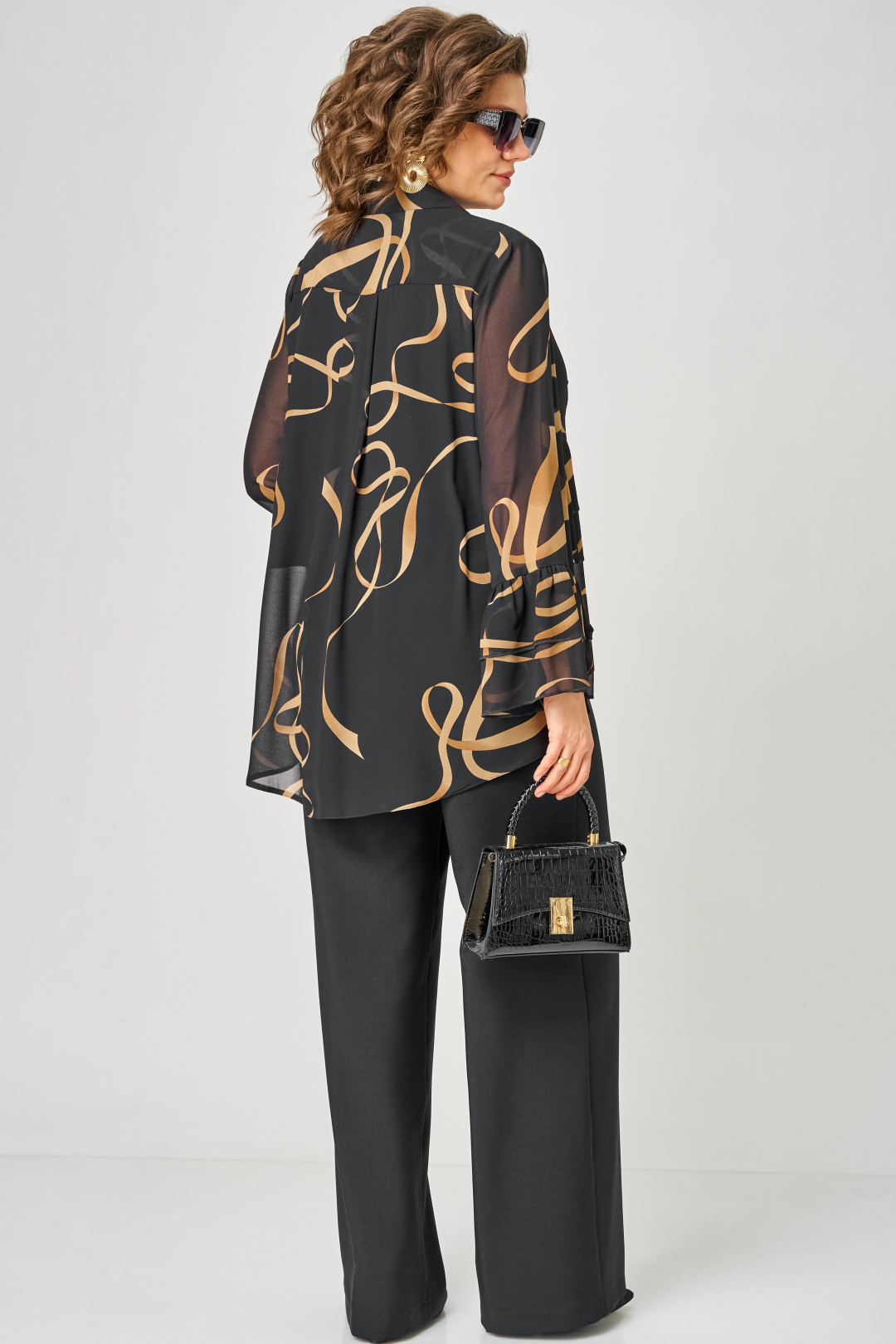 Блуза EVA GRANT 7221 принт ленты - фото 6