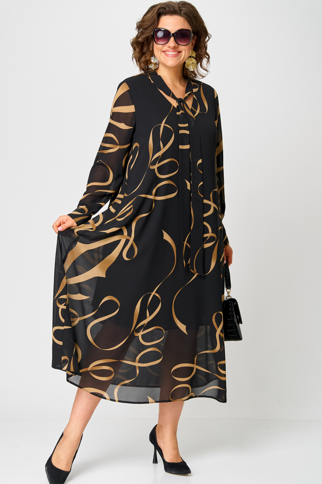 Платье EVA GRANT 7293 черный с принтом - фото 3