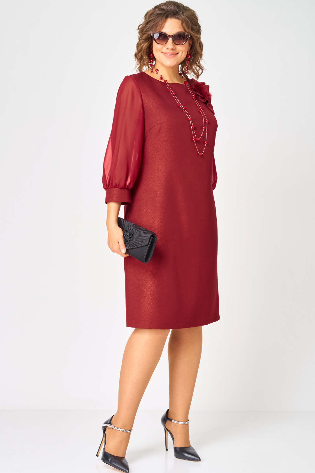 Платье EVA GRANT 7310D красный - фото 2