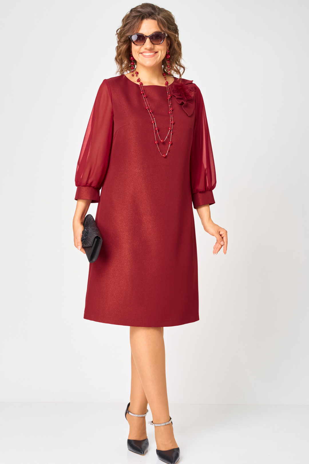 Платье EVA GRANT 7310D красный - фото 4