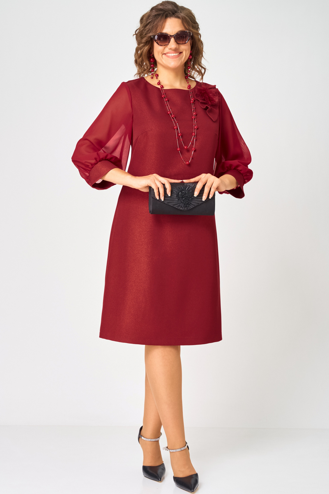 Платье EVA GRANT 7310D красный - фото 5