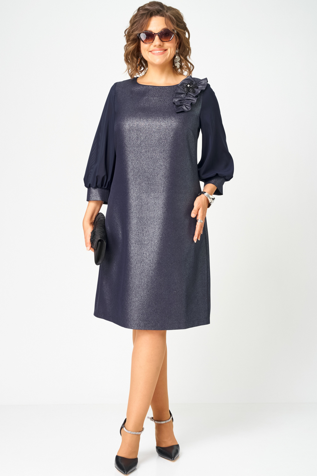 Платье EVA GRANT 7310D синий баклажан - фото 1