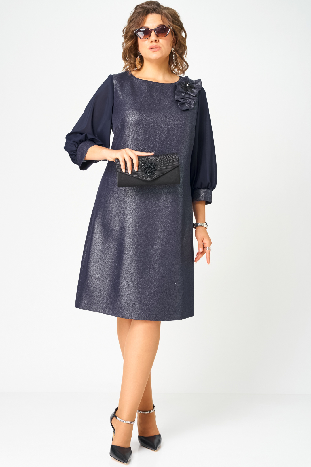 Платье EVA GRANT 7310D синий баклажан - фото 3