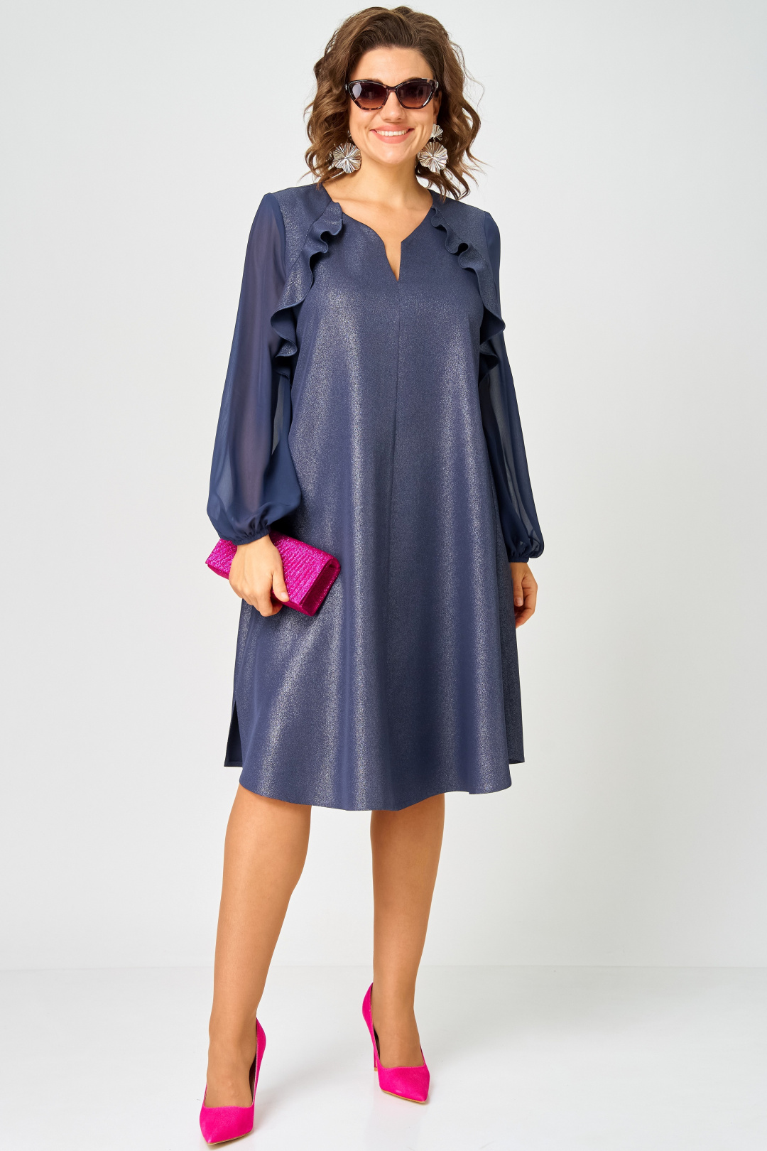 Платье EVA GRANT 7322 А синий баклажан - фото 1