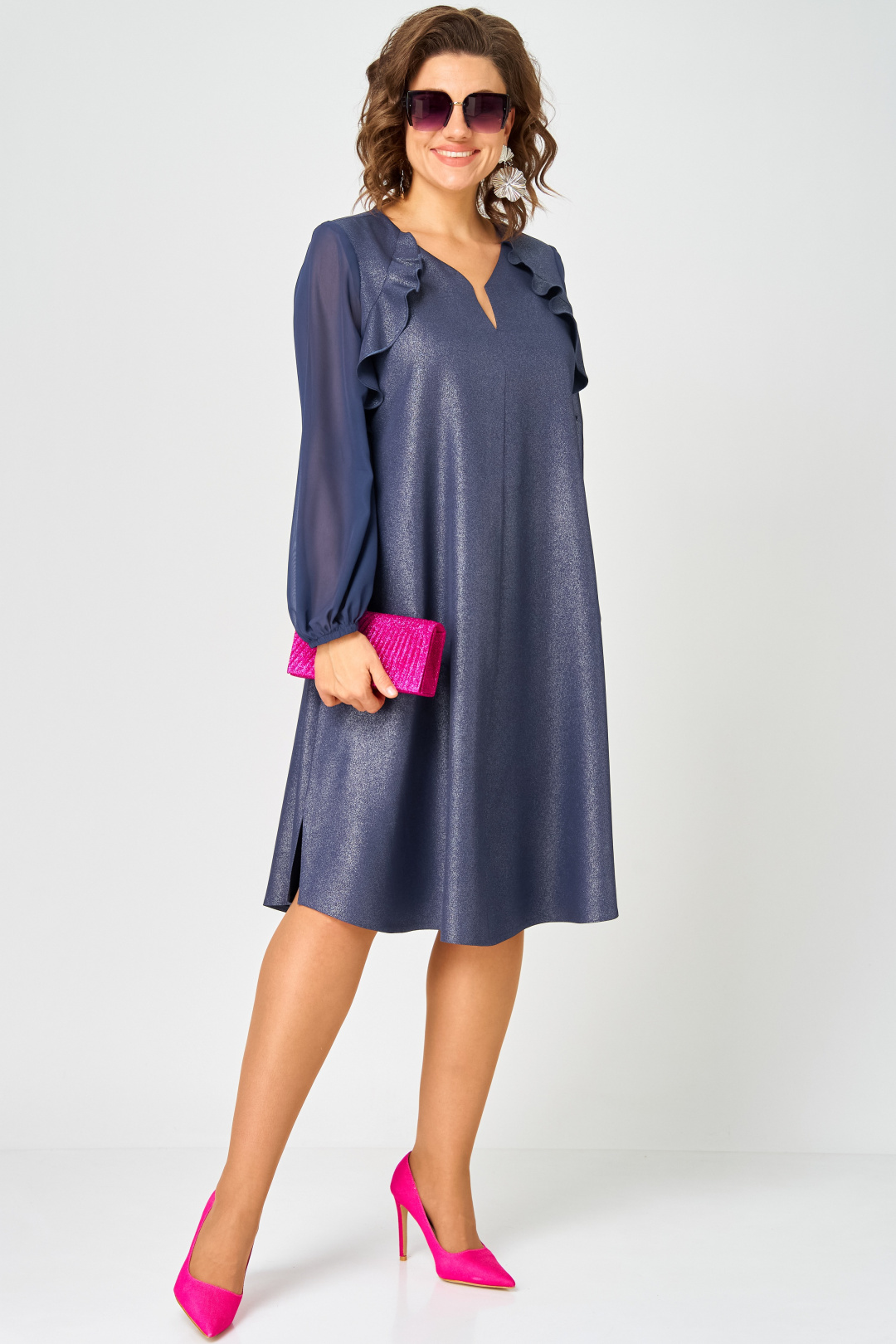 Платье EVA GRANT 7322 А синий баклажан - фото 2