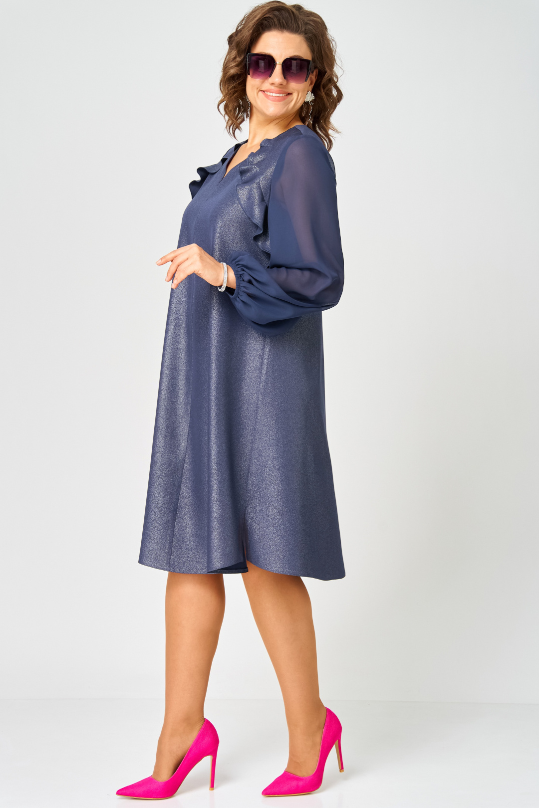 Платье EVA GRANT 7322 А синий баклажан - фото 5