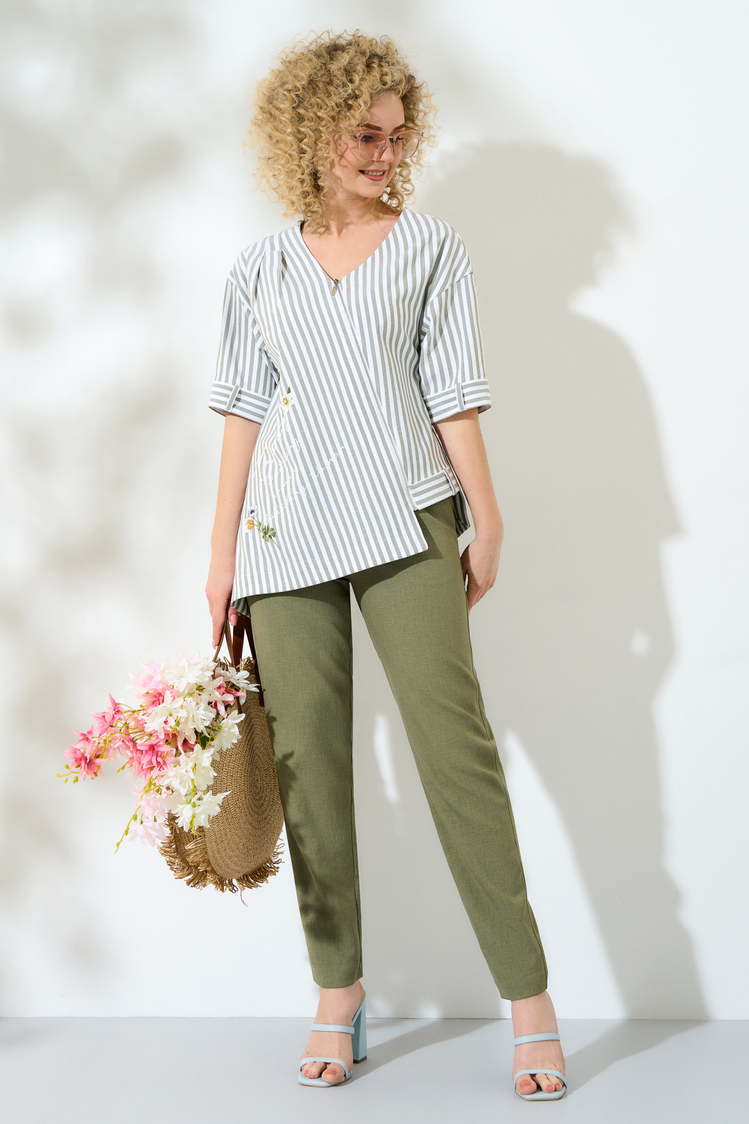 Костюм ЕвроМода 417 хаки брюки однотон - фото 1