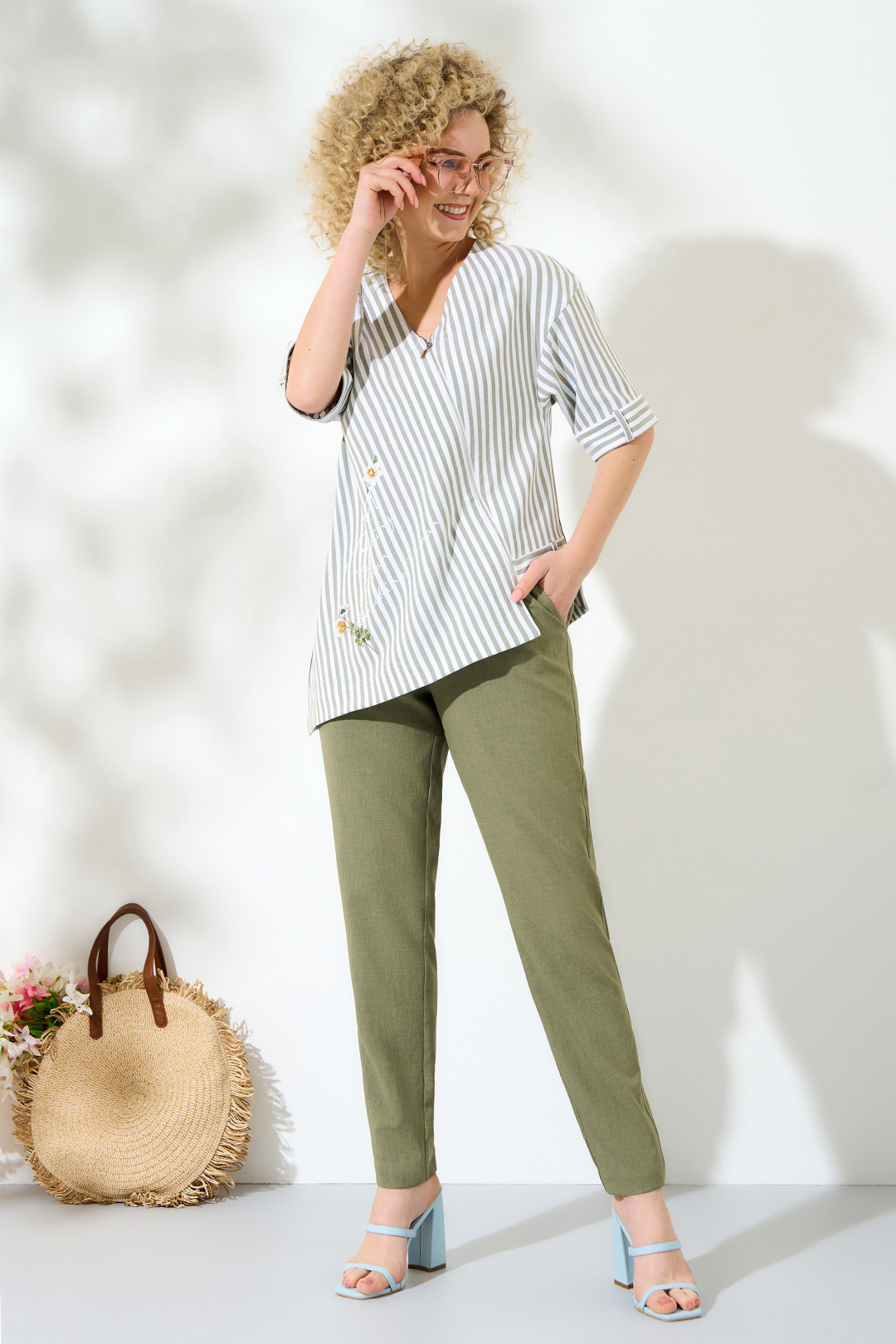 Костюм ЕвроМода 417 хаки брюки однотон - фото 4