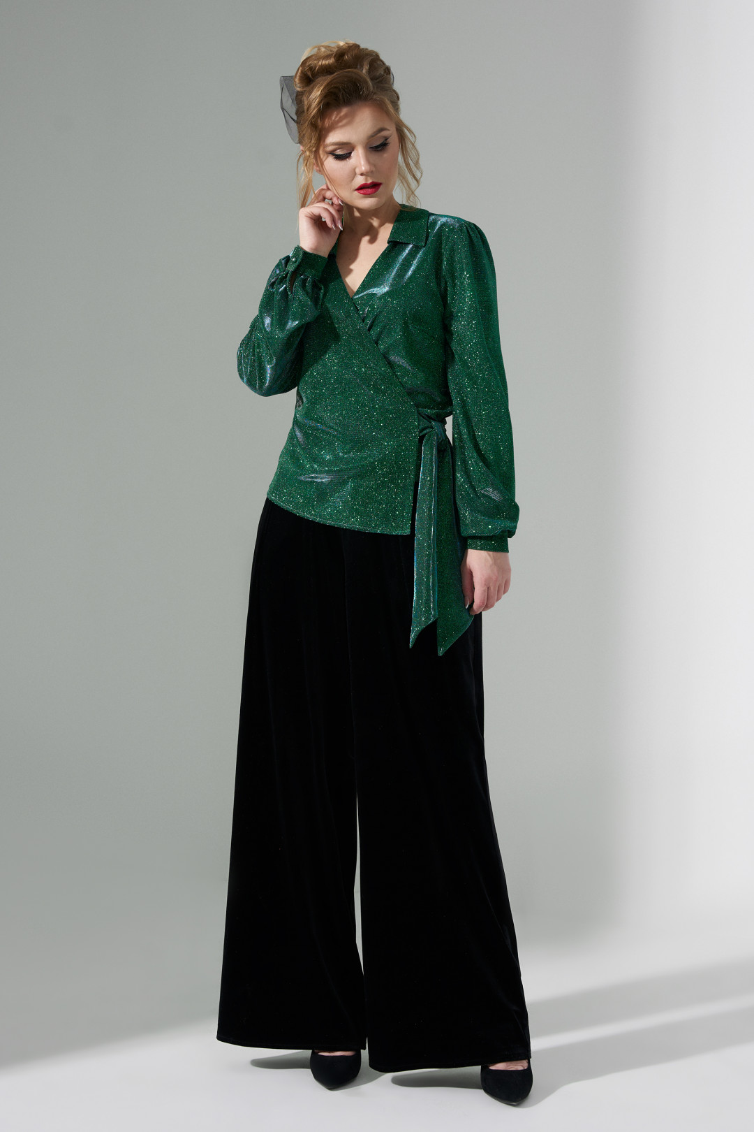 Блузка ЕвроМода 484 зеленый - фото 3