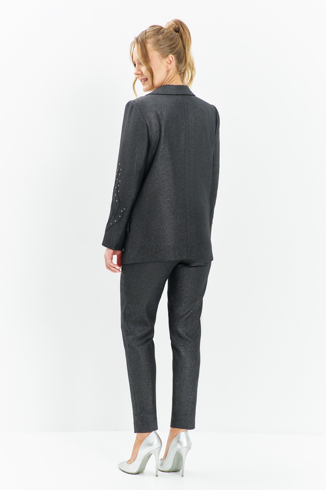 Костюм ЕвроМода 668 черный с блеском - фото 3