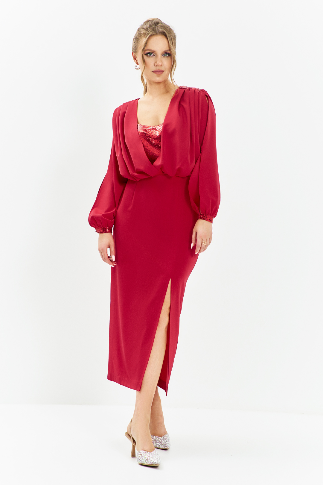 Платье ЕвроМода 669 красный - фото 1