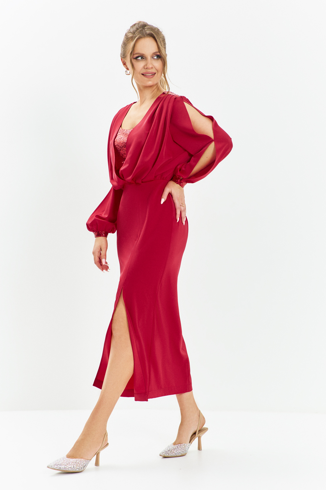 Платье ЕвроМода 669 красный - фото 2