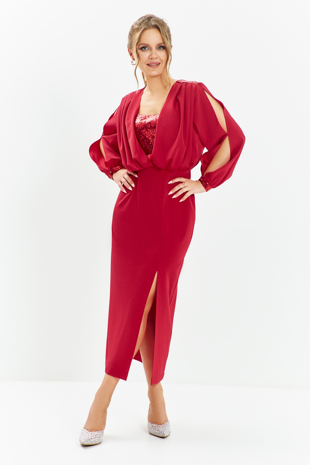 Платье ЕвроМода 669 красный - фото 4