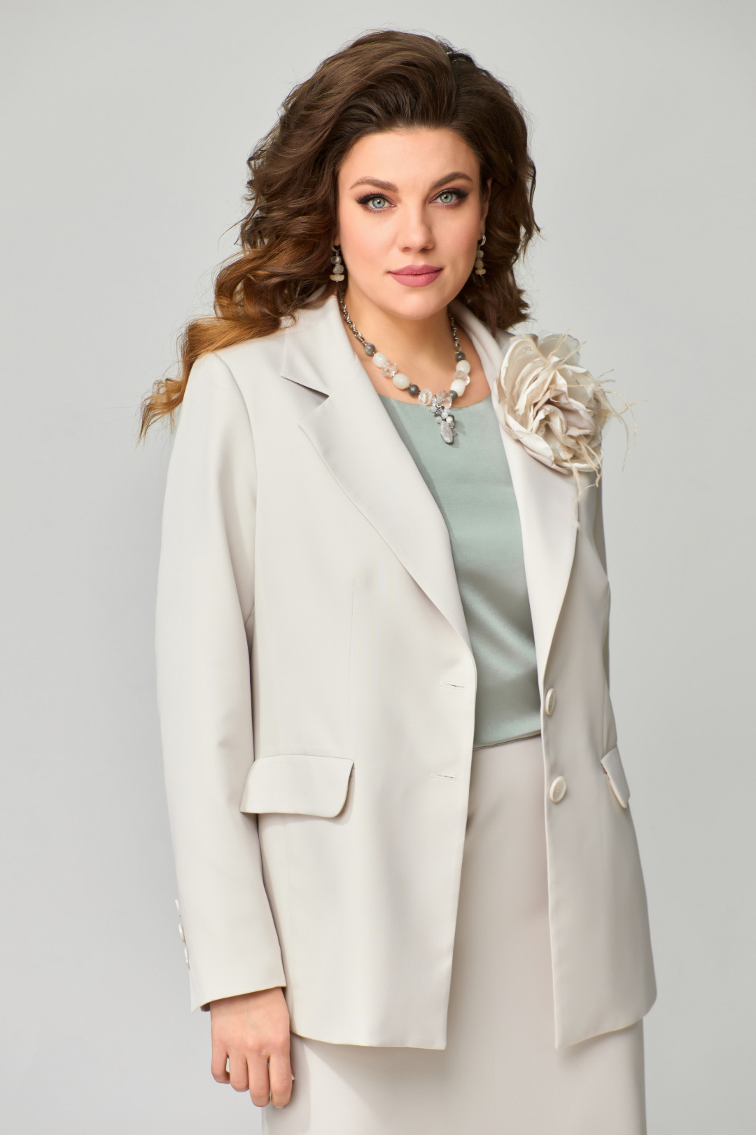 Костюм FITA 1461 серо-бежевый - фото 3