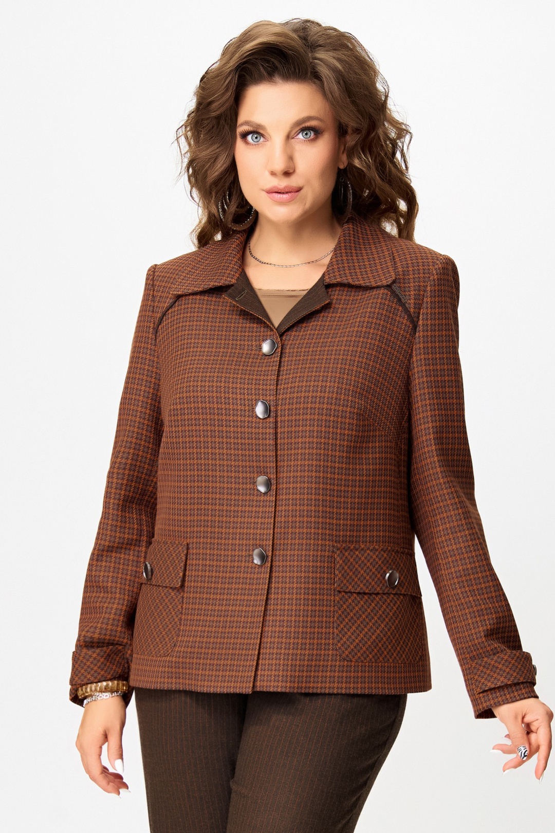 Жакет FITA 20752 терракот + коричневый - фото 4