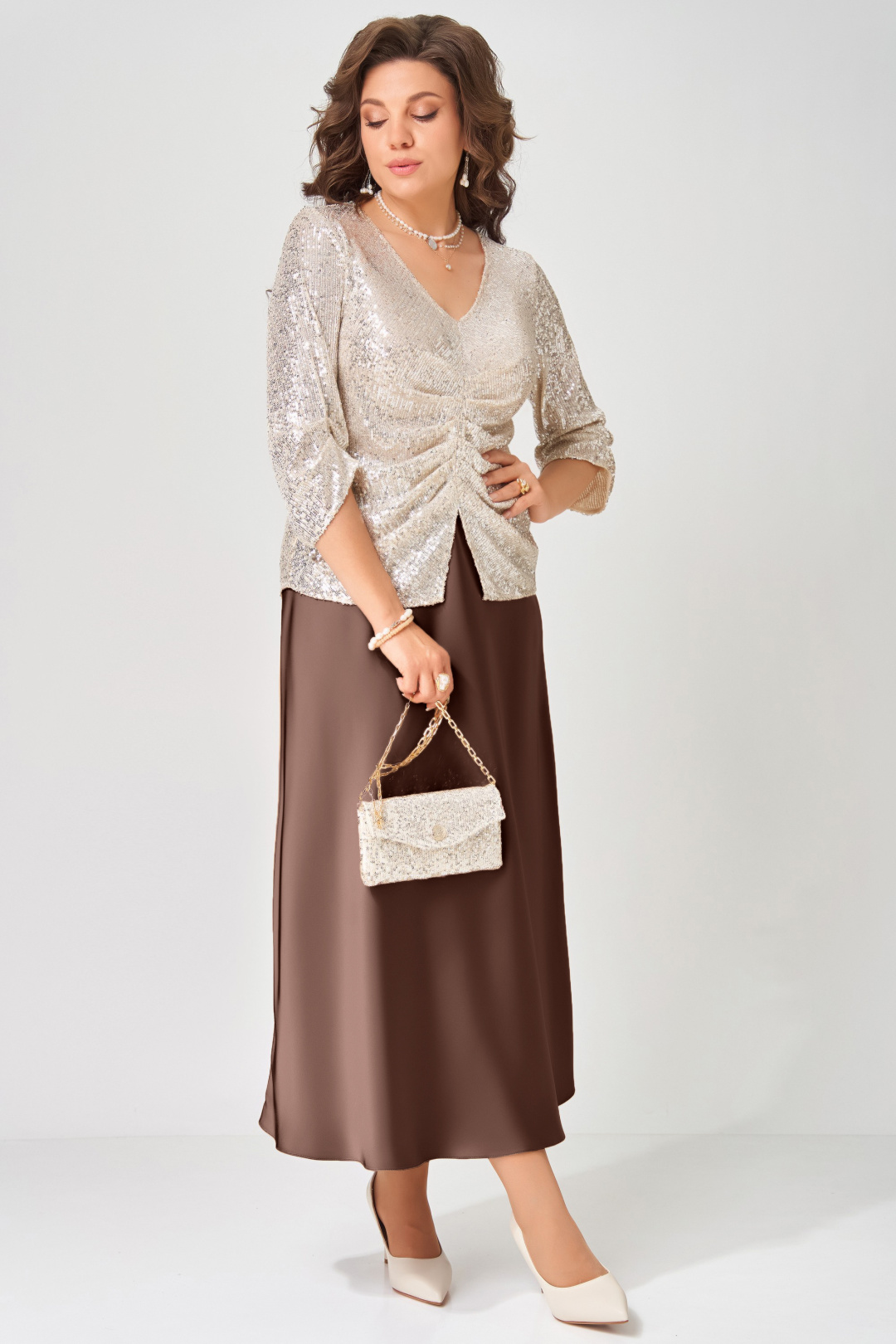 Костюм FITA 4153 шоколадно-бежевый - фото 1